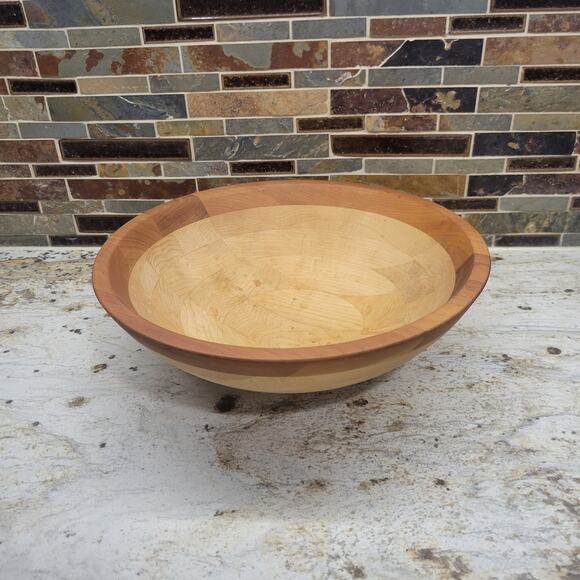 Vintage Wooden Dough Bowl, Segmented Hand Made 12" - Picture 1 of 6